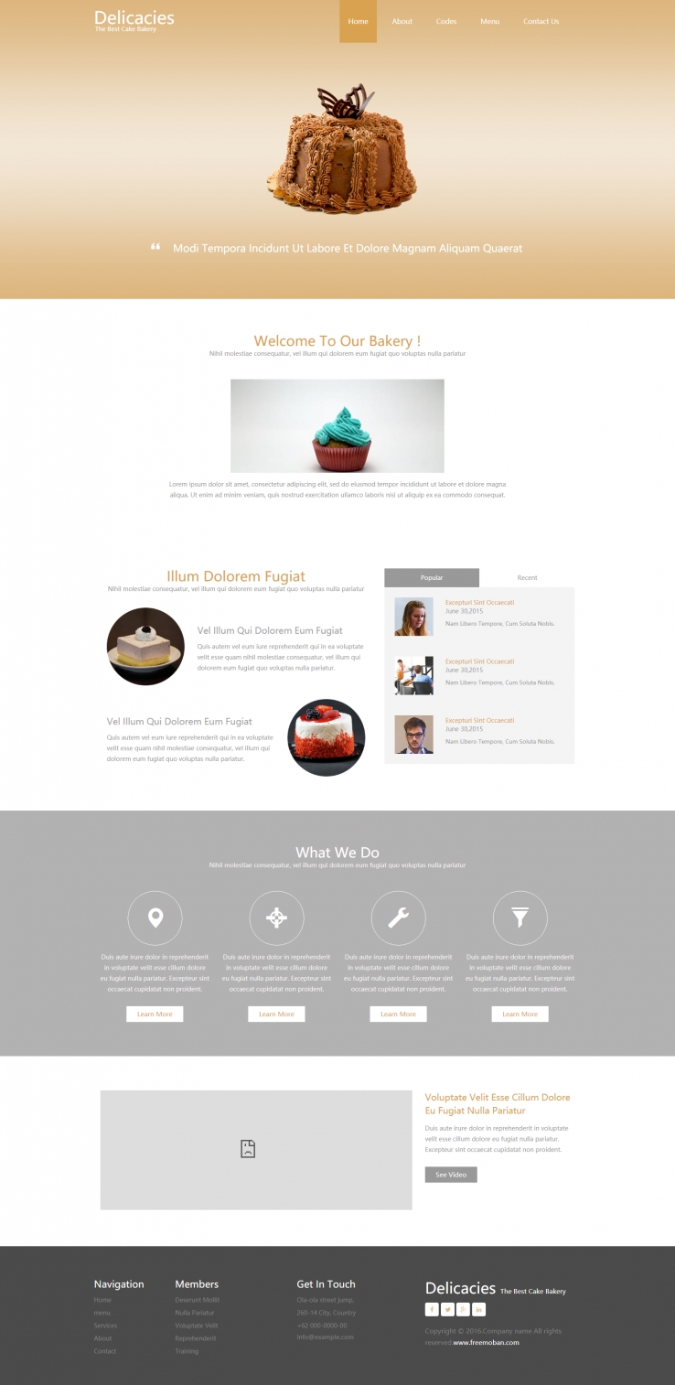 棕色精美风格的蛋糕甜点整站网站模板
