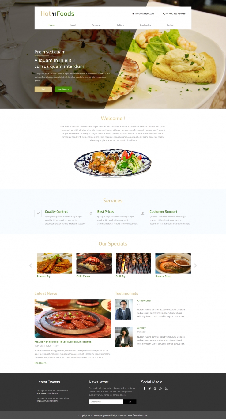 绿色清新风格的蔬菜烧烤美食网站模板下载