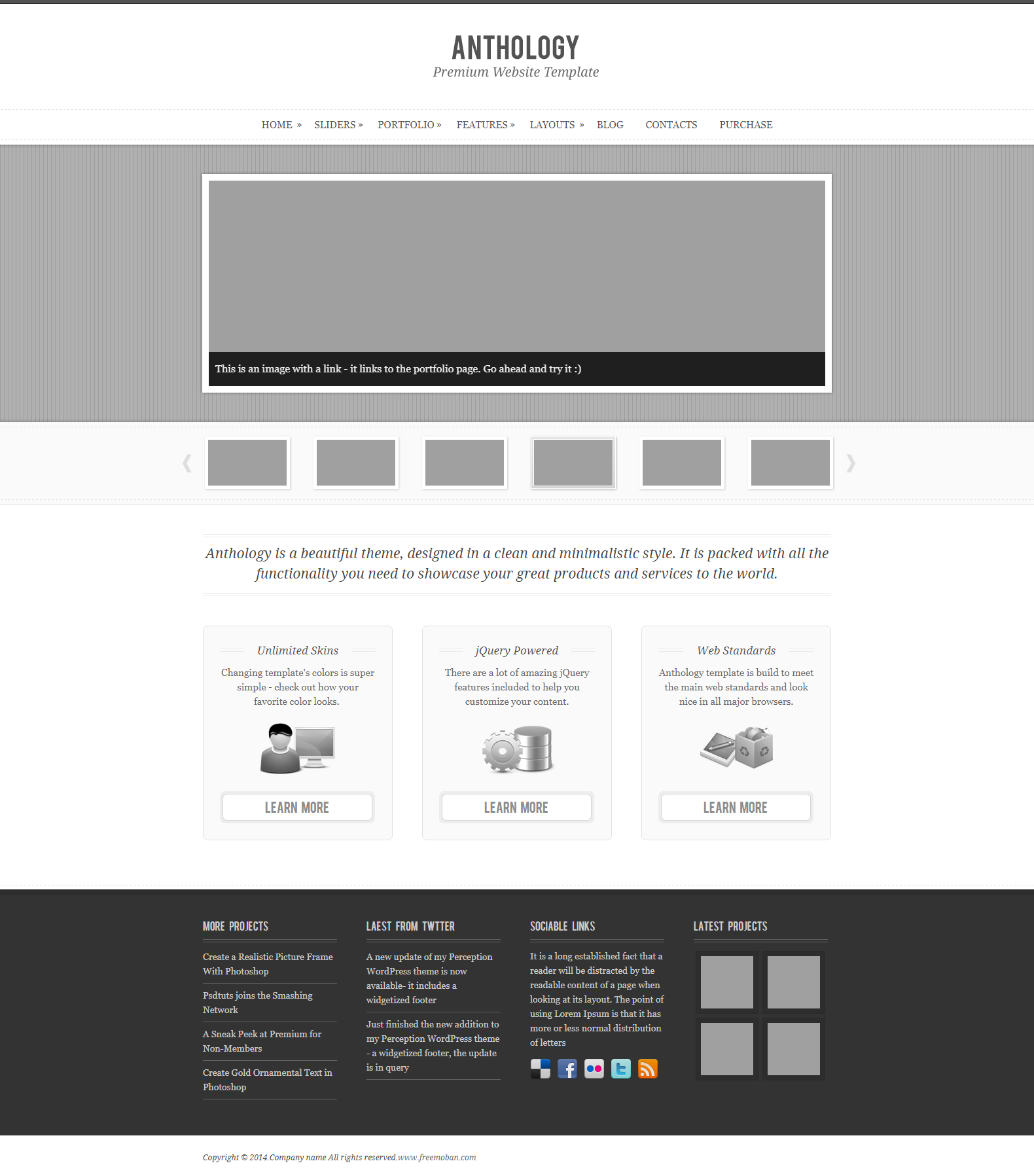 灰色扁平风格的网站设计整站网站模板