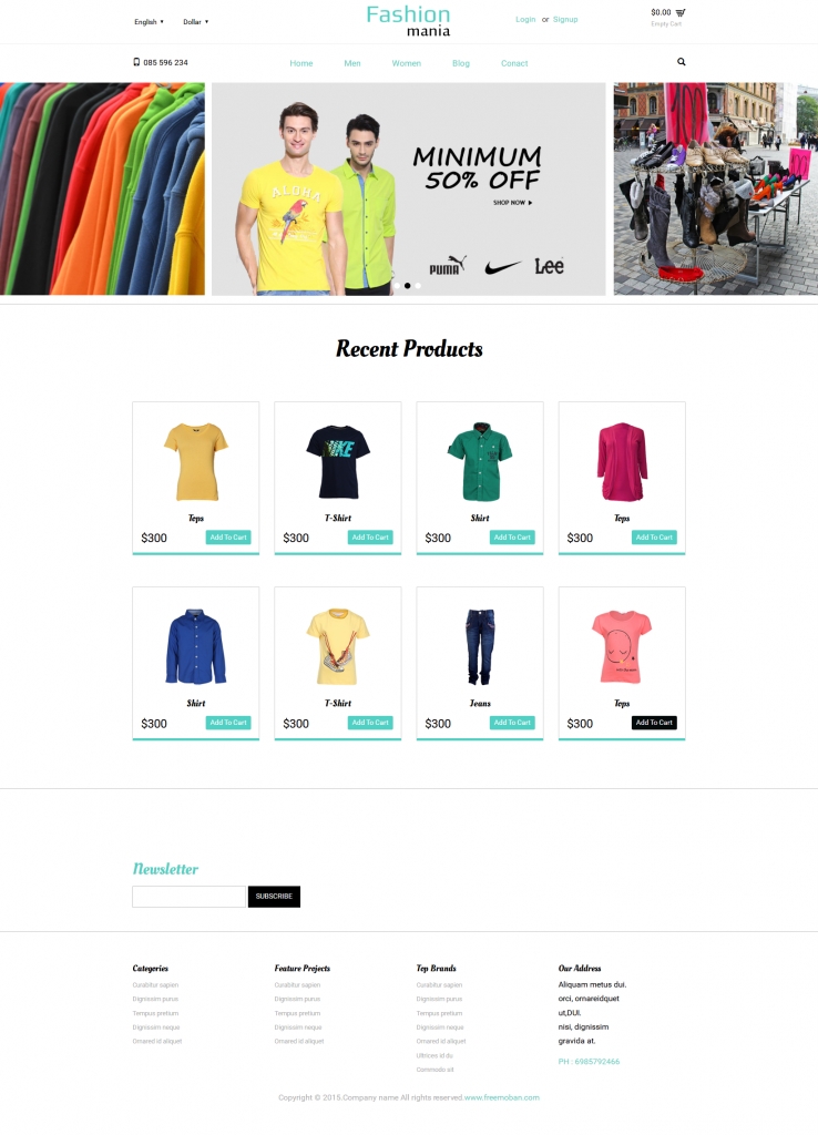 绿色简洁风格的品牌运动服装网站模板下载