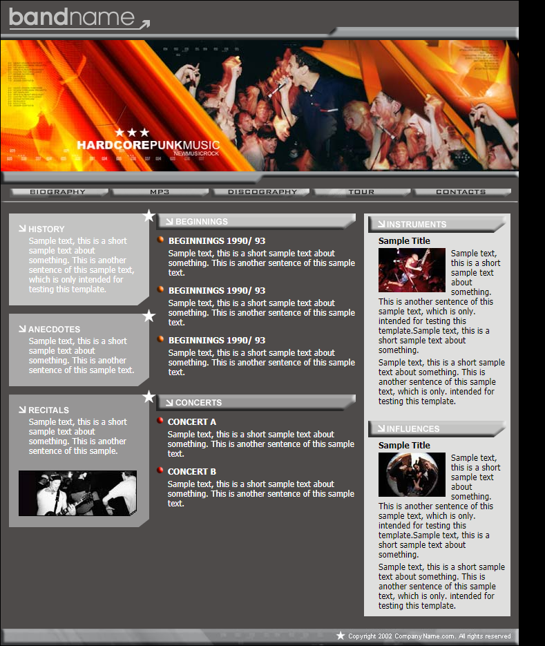 简洁精致效果的音乐摇滚单页网站模板下载