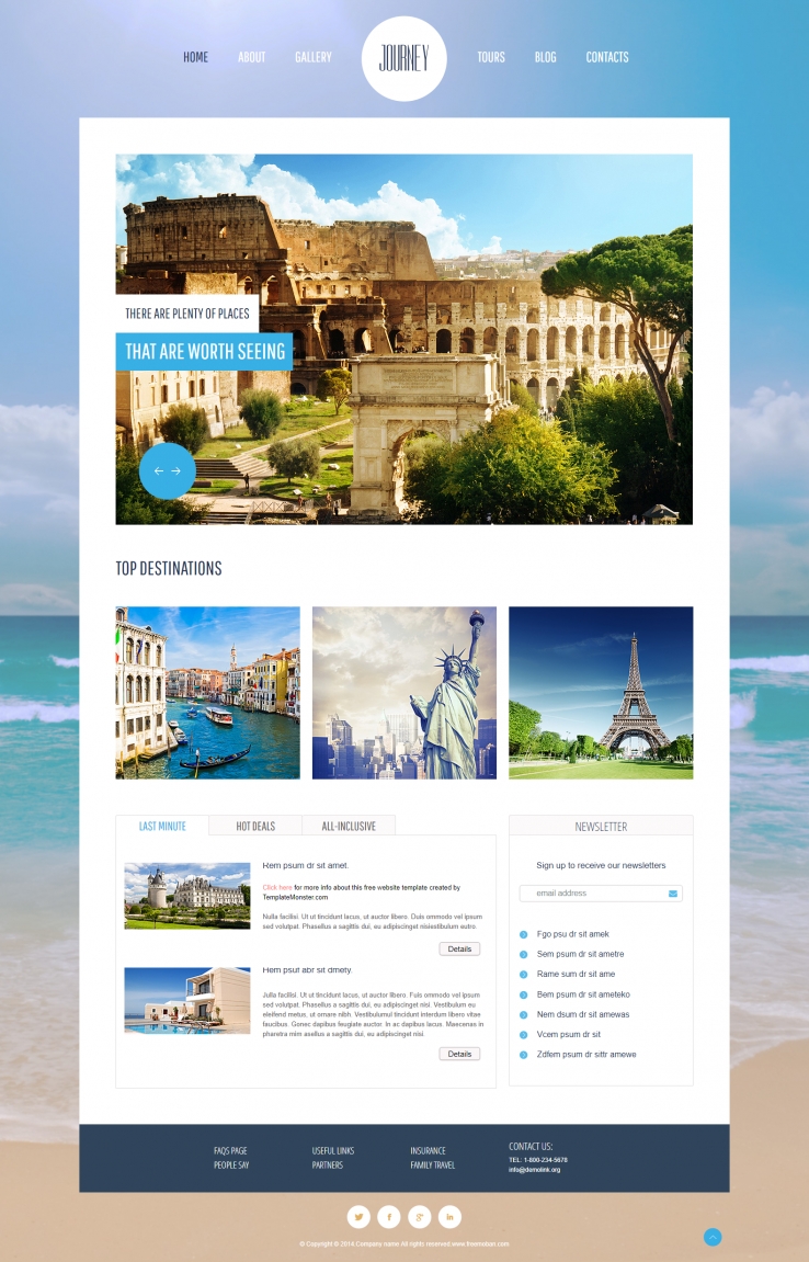 紫色精美风格的罗马威尼斯旅游整站网站模板下载