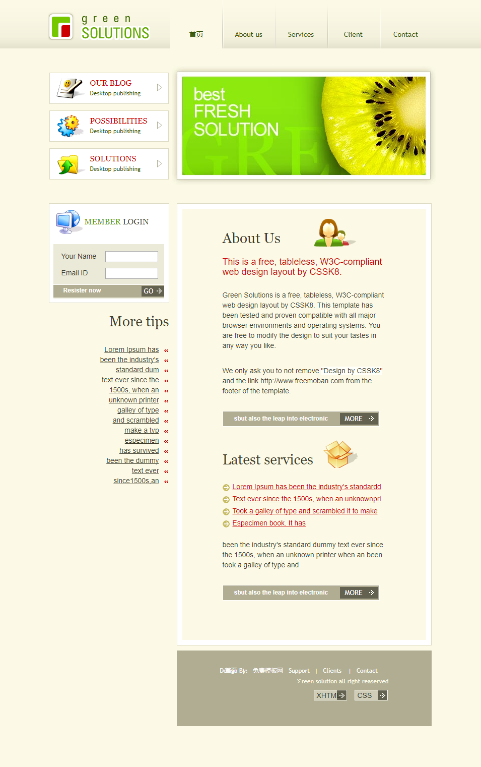 简洁清新布局的企业网站模板下载