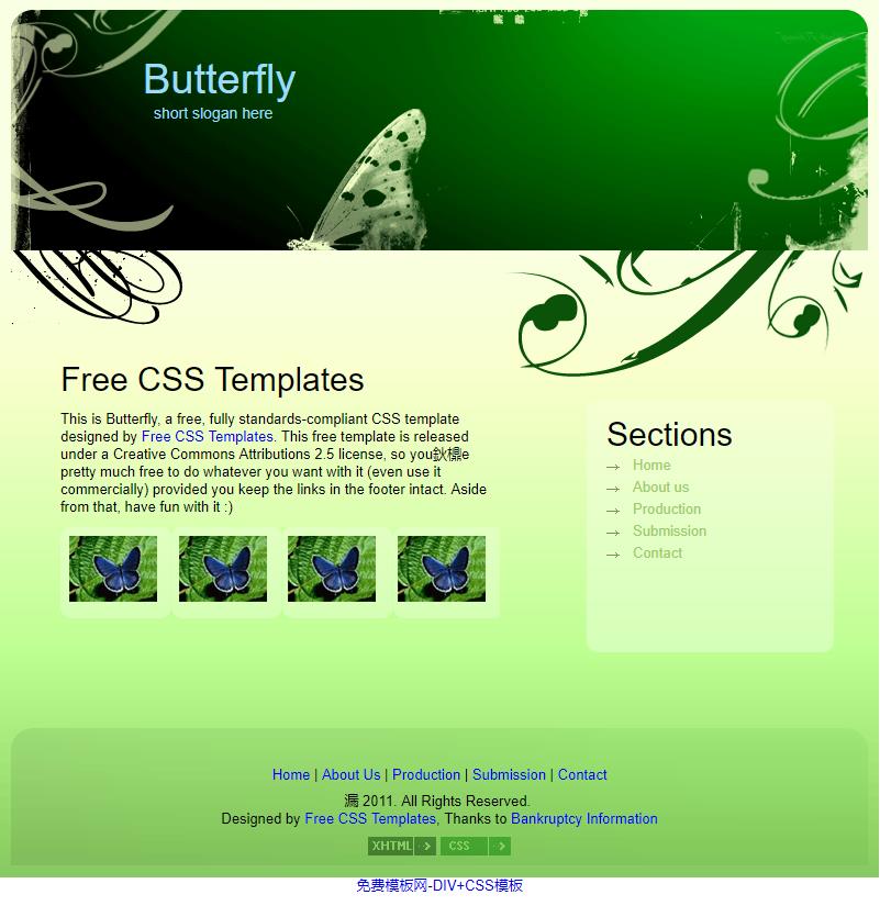 漂亮蝴蝶单页的设计企业网站模板下载
