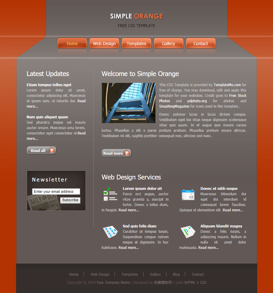 橘色简洁效果的单页企业网站模板下载