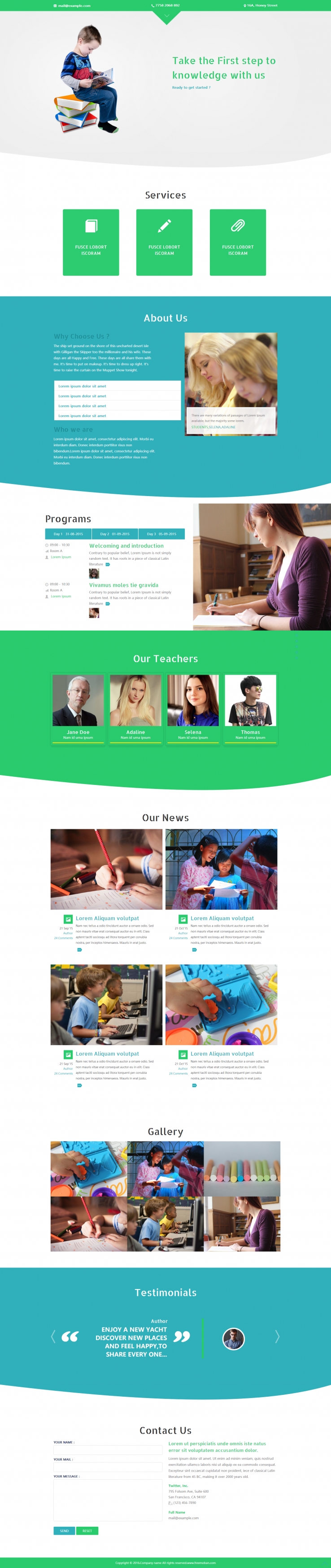 绿色简洁风格的儿童教育培训网站模板下载