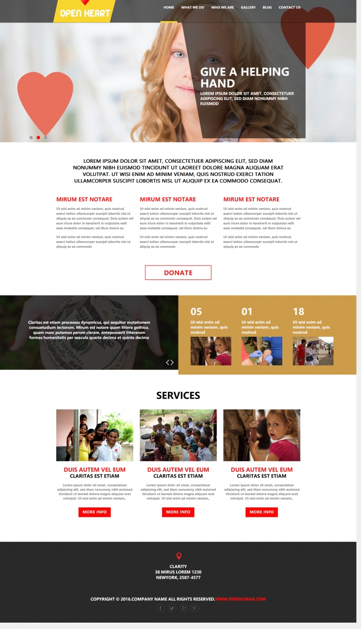 红色宽屏风格的非洲儿童救助网站模板下载