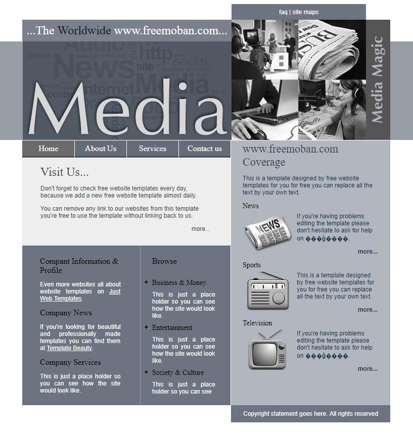 复古简洁效果的文化传媒报纸行业网站模板下载