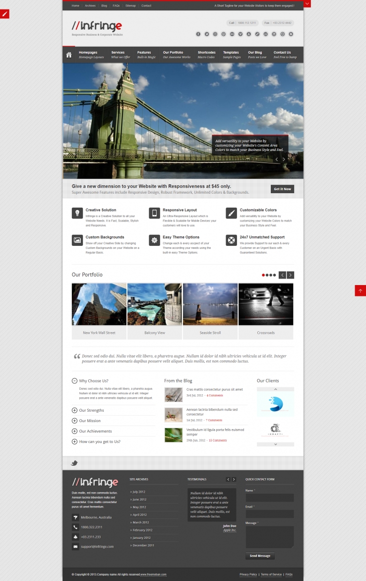 灰色简洁风格的风景大桥设计整站网站模板下载