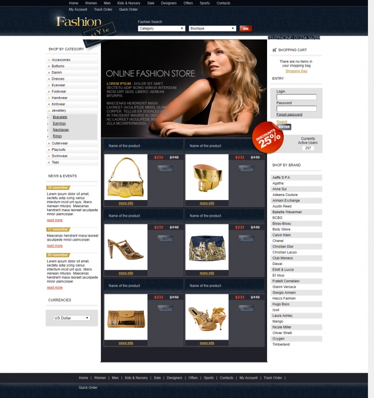 简洁大气效果的女性用品商城购物网站模板下载