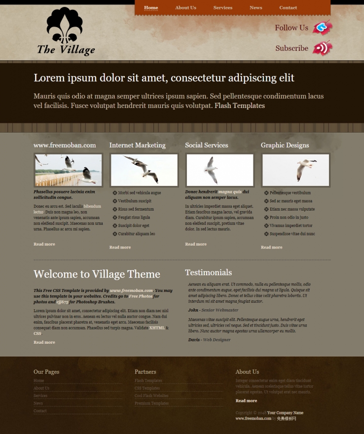 精致大气简洁效果的白鹭鸟类企业网站模板下载