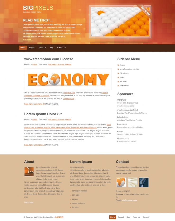 橙色大气简单的台球企业网站模板下载
