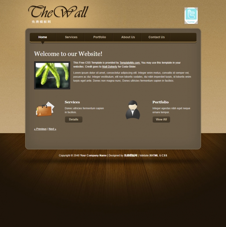 棕色简洁小巧的单页企业网站模板下载