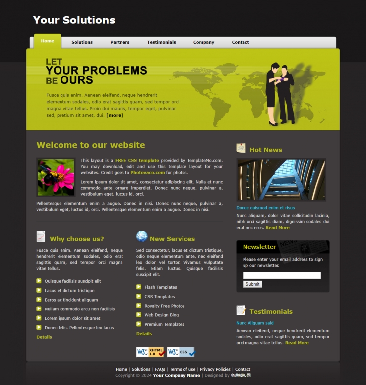 简洁精致效果的商务合作企业网站模板下载