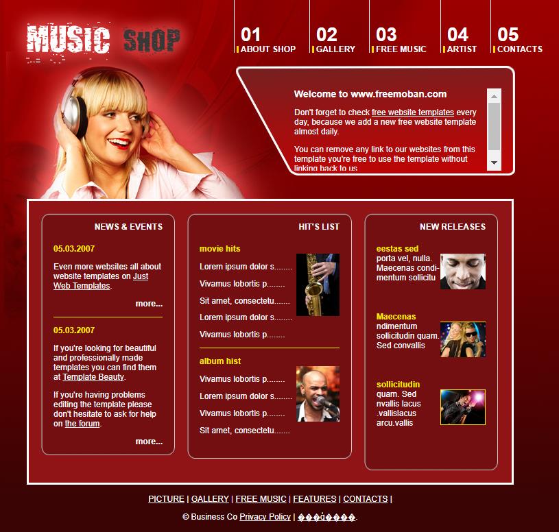酷炫红色效果的音乐摇滚rock网站模板下载