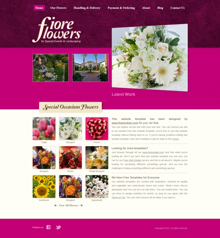 精致漂亮效果的花朵商店网站模板下载