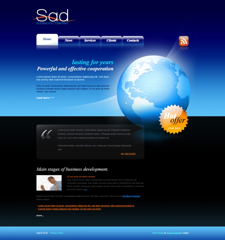 清爽大气效果的外贸商务全球服务网站模板下载