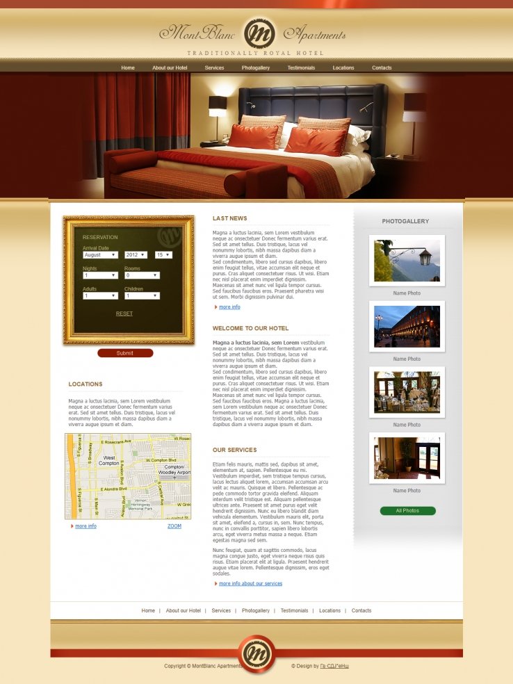 大气经典效果的酒店度假预定网站模板下载
