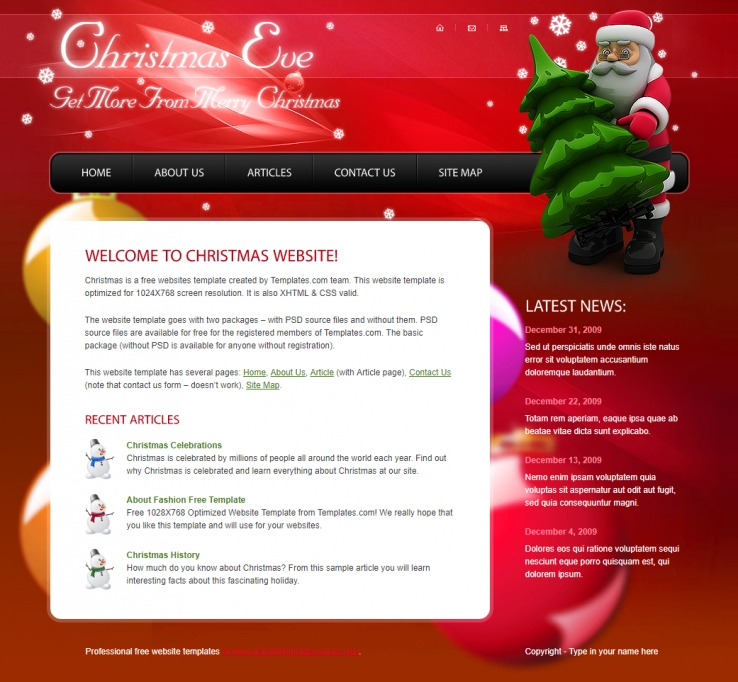 精致喜庆效果的新年节气圣诞网站模板下载