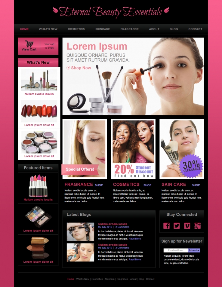 酷炫黑色精致的女性美容化妆网站模板下载