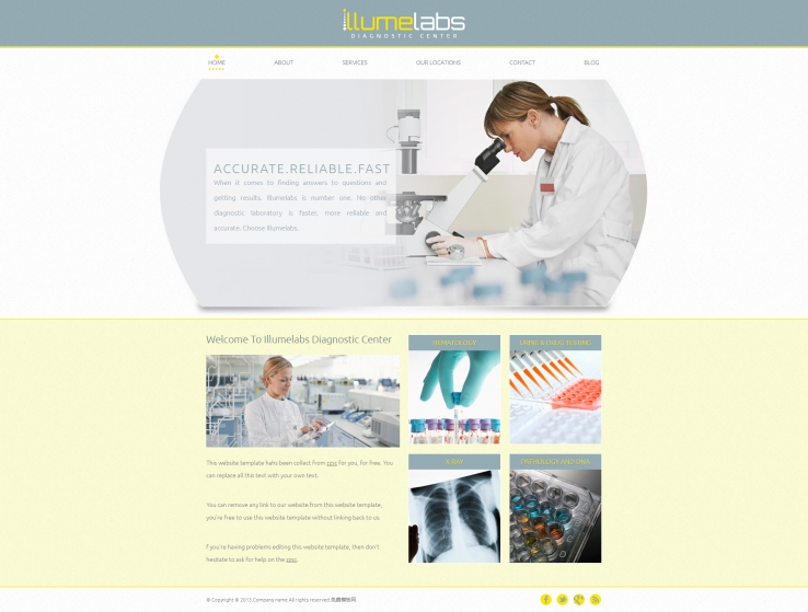 简洁精致清新效果的医疗化学实验研究网站模板下载