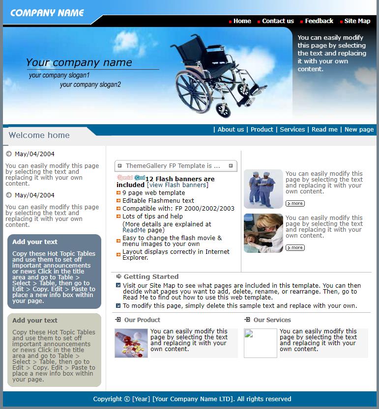 精致简洁蓝色效果的医院主题网站模板下载