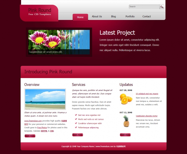 深色简洁漂亮的水果菠萝企业网站模板下载