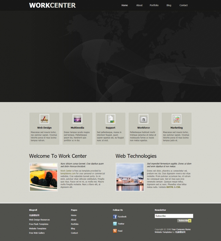 简洁大气效果的网站设计整站模板下载