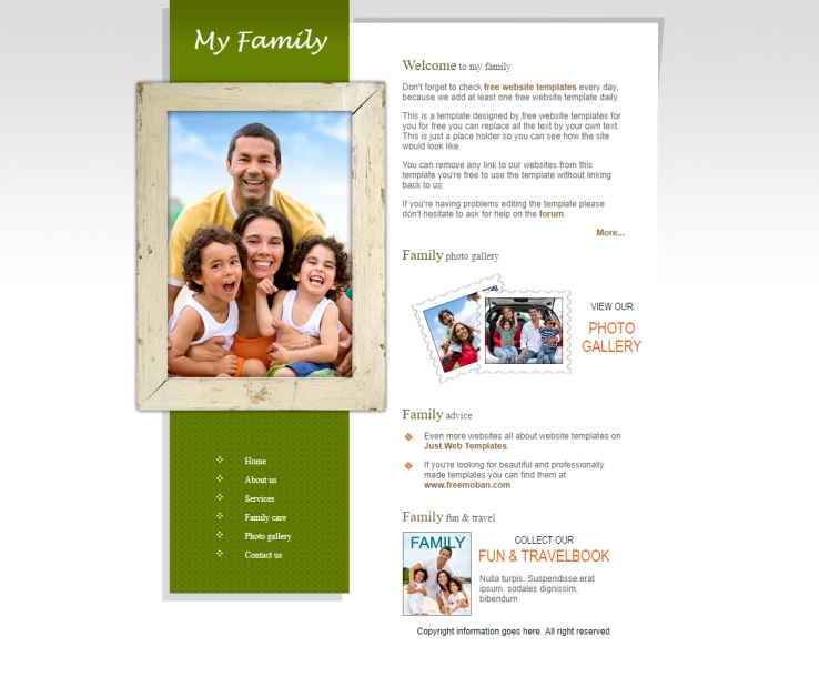 温馨简洁效果的家庭企业网站模板下载