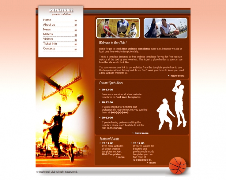 酷炫红色效果的校园篮球赛网站模板下载