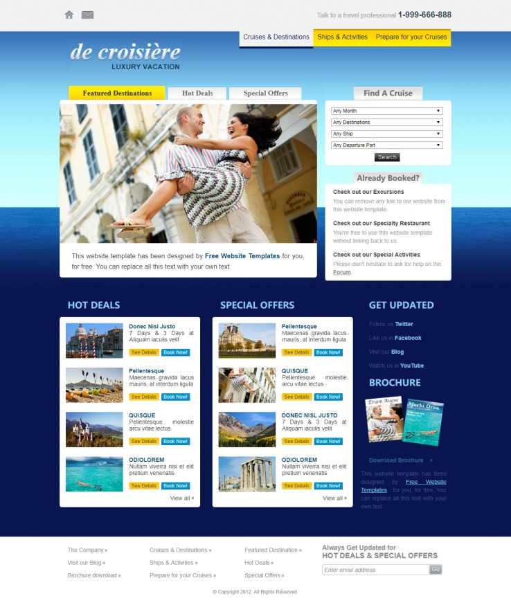 简洁精致效果的旅游酒店度假企业网站模板下载