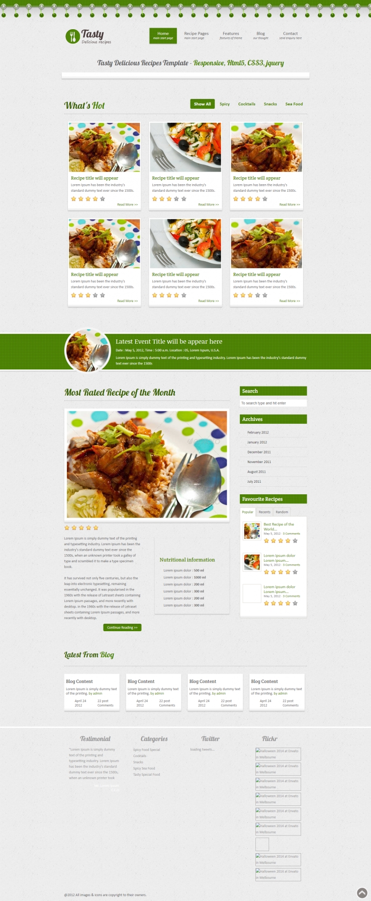 简洁绿色清新的美食餐饮网站模板下载