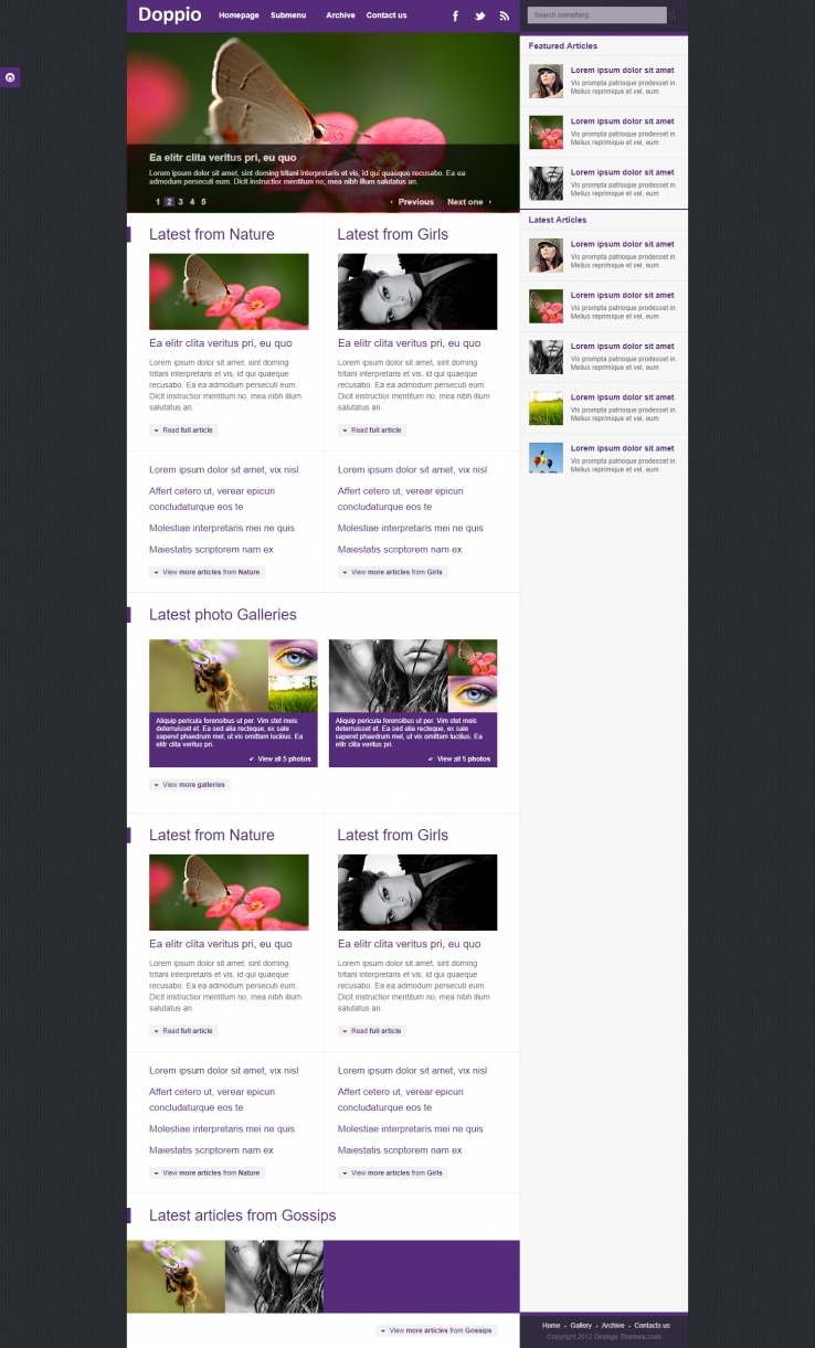 简洁紫色精致的旅游博客网站模板下载