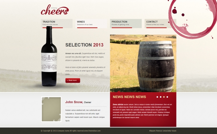 精致简洁效果的红酒起源企业网站模板下载