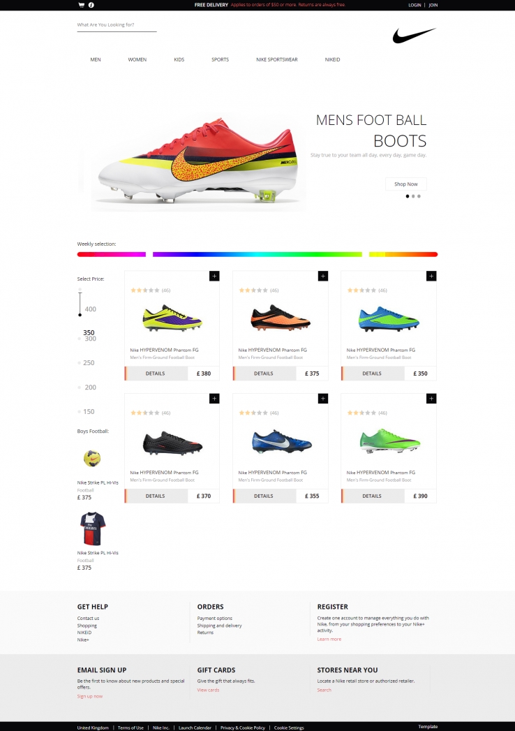大气简洁效果的nike系列运动鞋商城网站模板下载