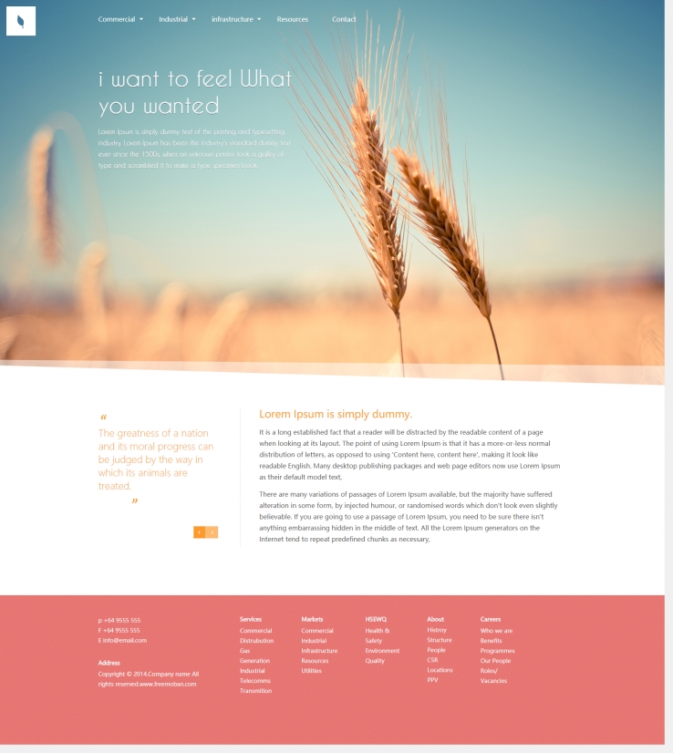 简洁精美效果的麦田稻谷农作物网站模板下载