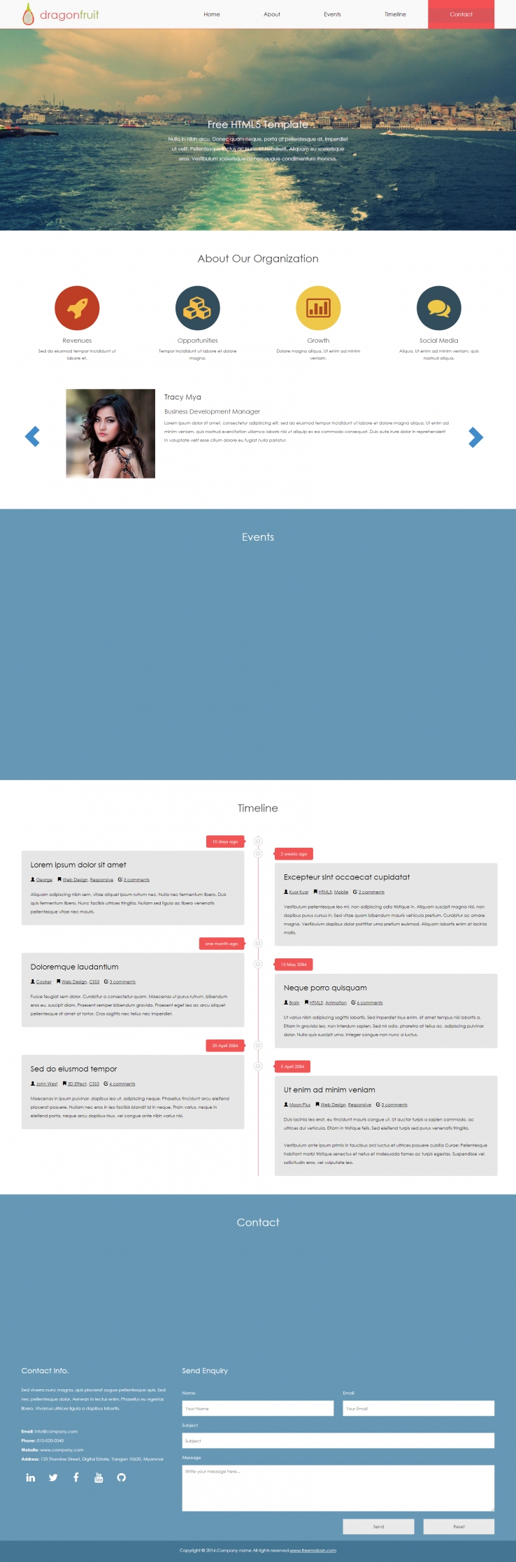 时间轴红色的设计企业网站模板下载