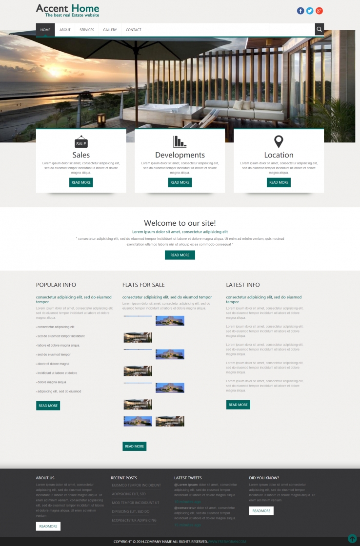 大气精美效果的旅游酒店海景房网站模板下载