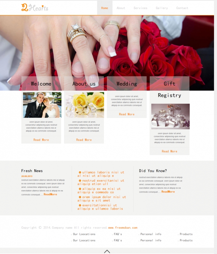 精致简洁大气的浪漫表白婚礼主题网站模板下载