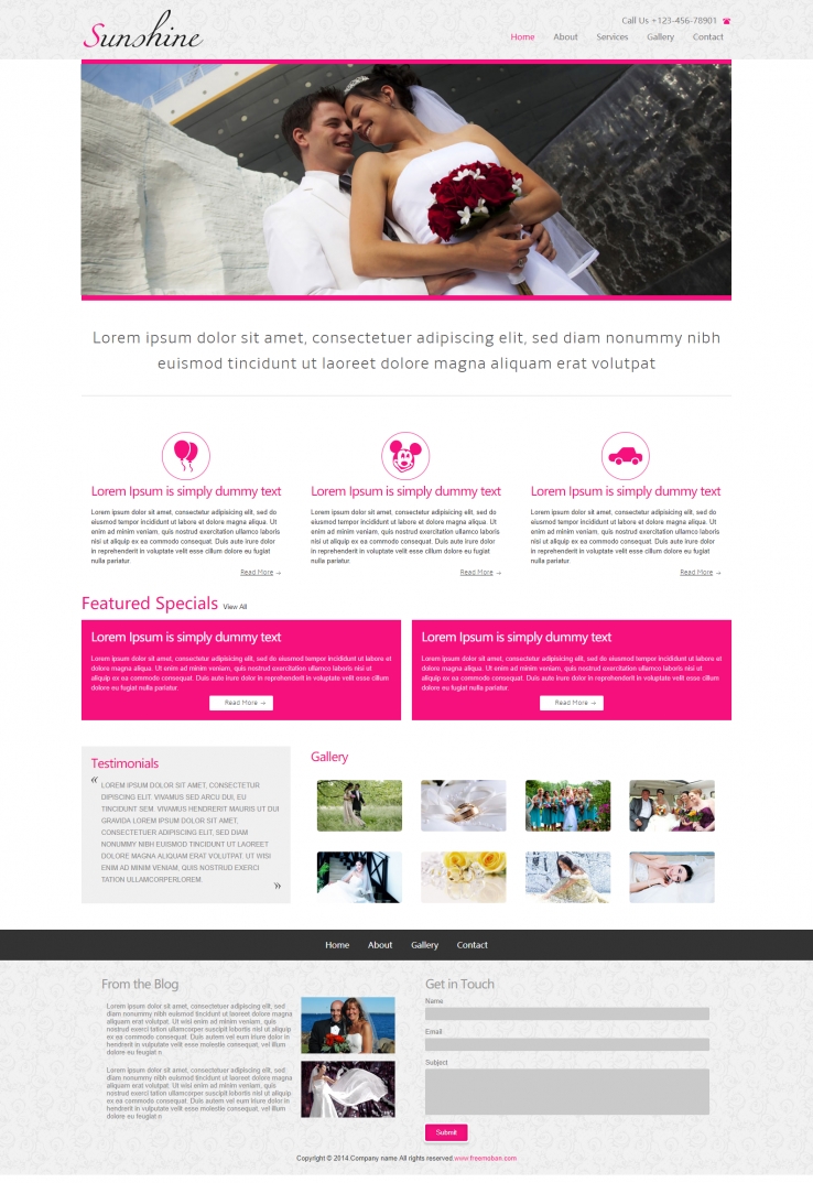 精致粉色温馨的婚礼主题网站模板下载