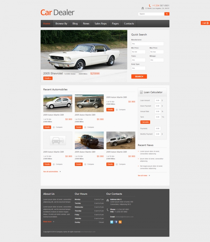 简洁大气效果的二手车出售网站模板下载