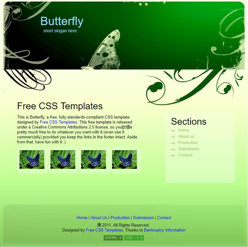 精致绿色蝴蝶花纹的铁路企业网站模板下载