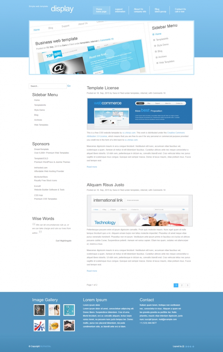 蓝色经典大气的企业网站网页模板下载