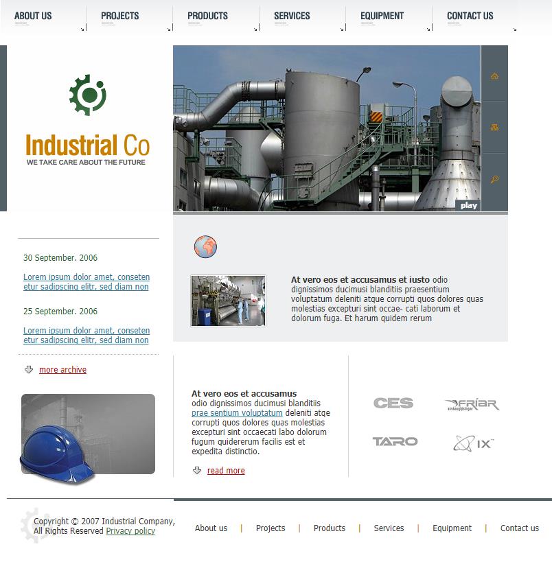 精致简洁肃静的欧美工业生产网站模板下载