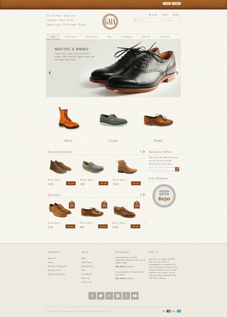响应式大气的皮鞋企业网站模板下载