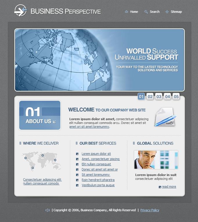精致简洁效果的全球商务网站模板下载
