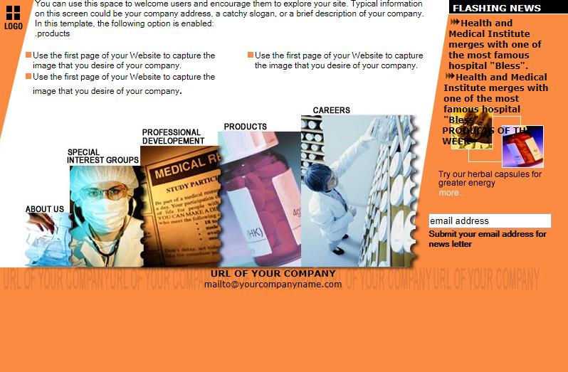 简洁橙色效果的医院企业网站模板下载