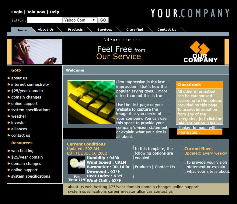 黑色精致效果的企业电脑网站模板下载