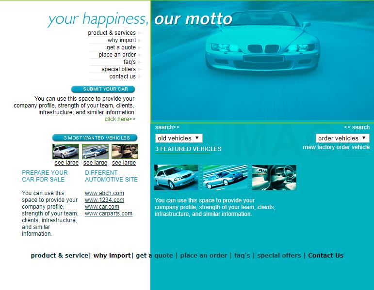 简洁蓝色精致效果的汽车网站模板下载