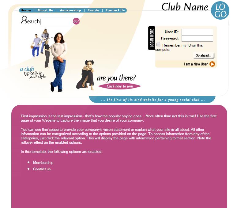 简洁粉色效果的俱乐部网站模板下载